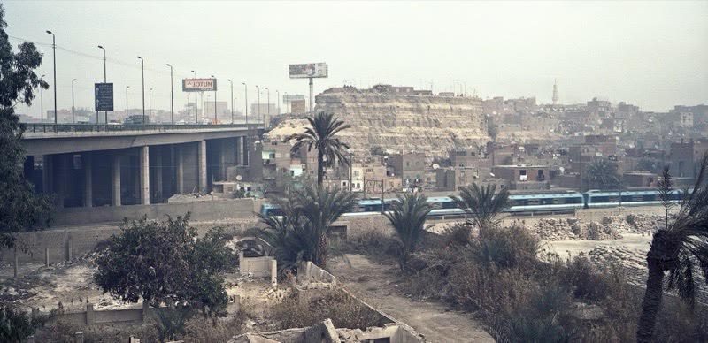 Cairo Metro train beside a platform