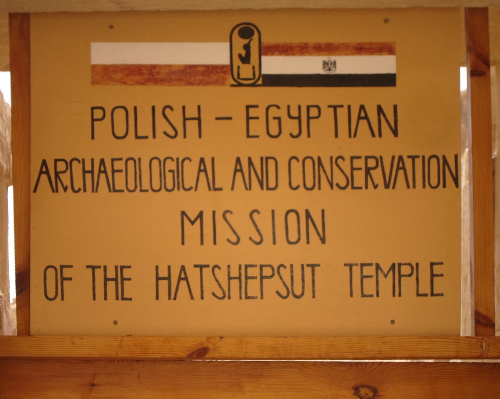 Conservators working on the stone architecture of Hatshepsut's temple
